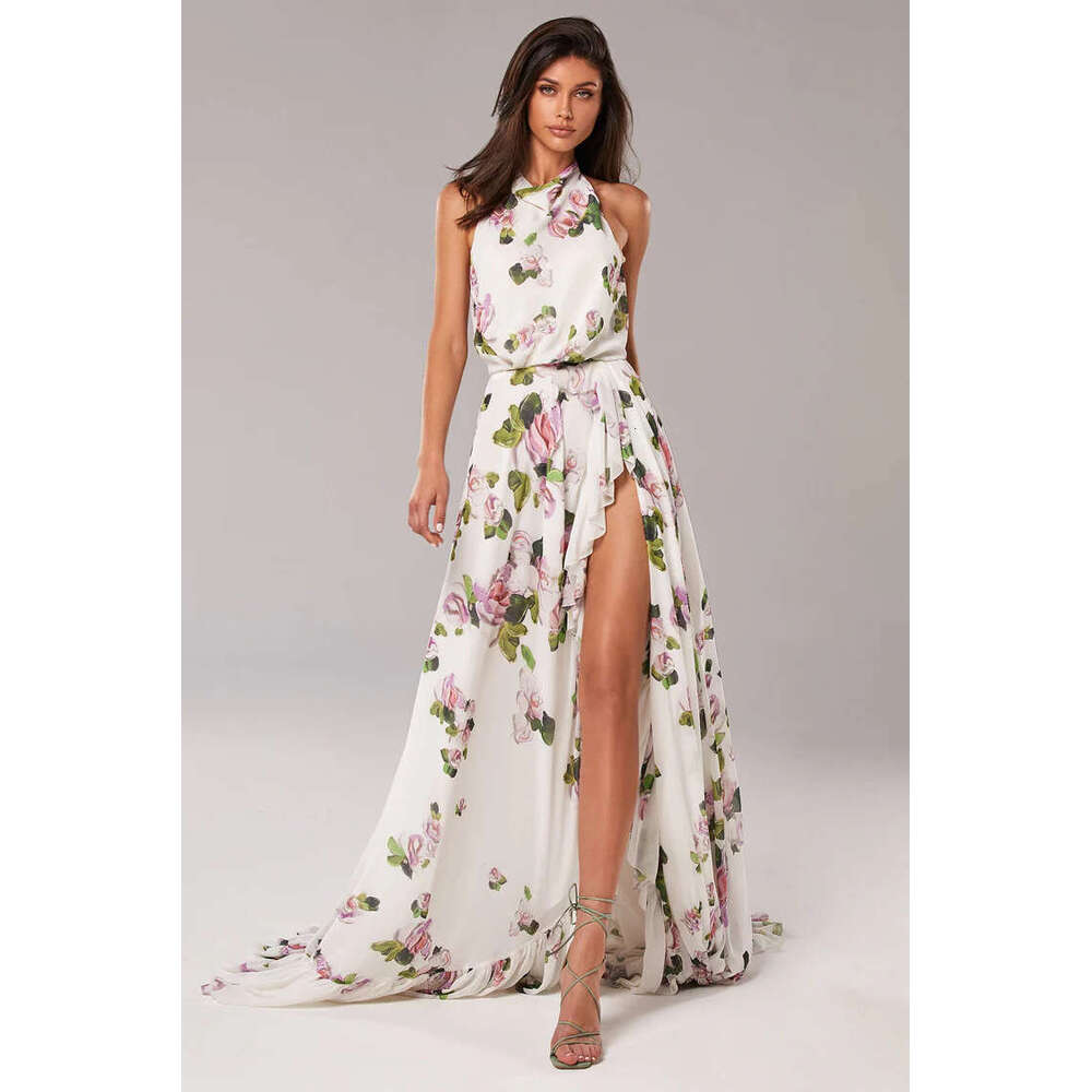 off shoulder European and American women's fashion, organza fairy long style evening dress, 2024 versatile new trendy clothing ins