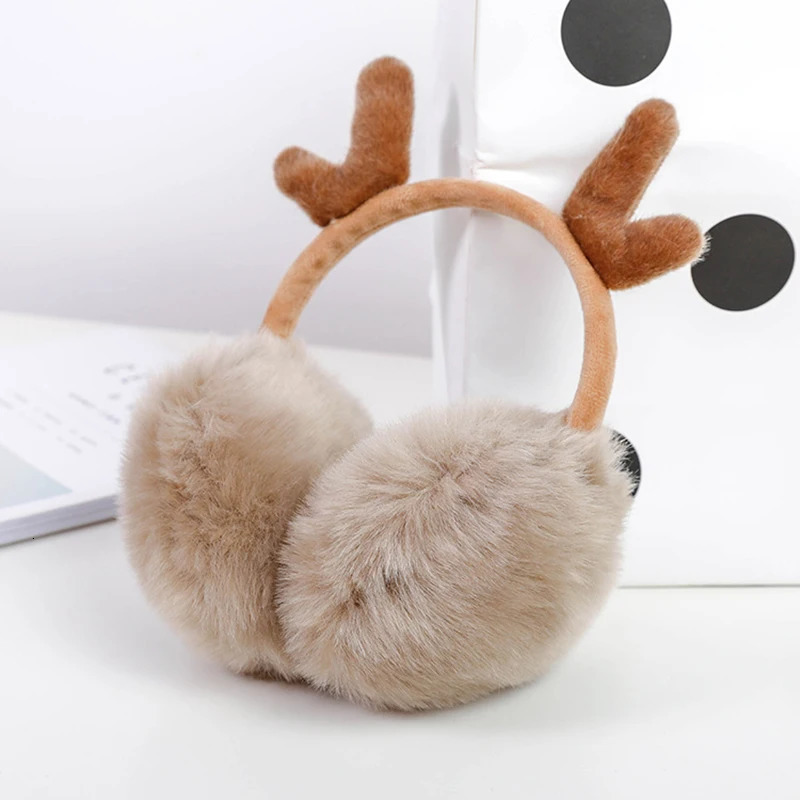 ly arrived cute ant pink plush earmuffs for winter warm and fashionable stretchable rabbit fur earmuffs for women and girls 241205