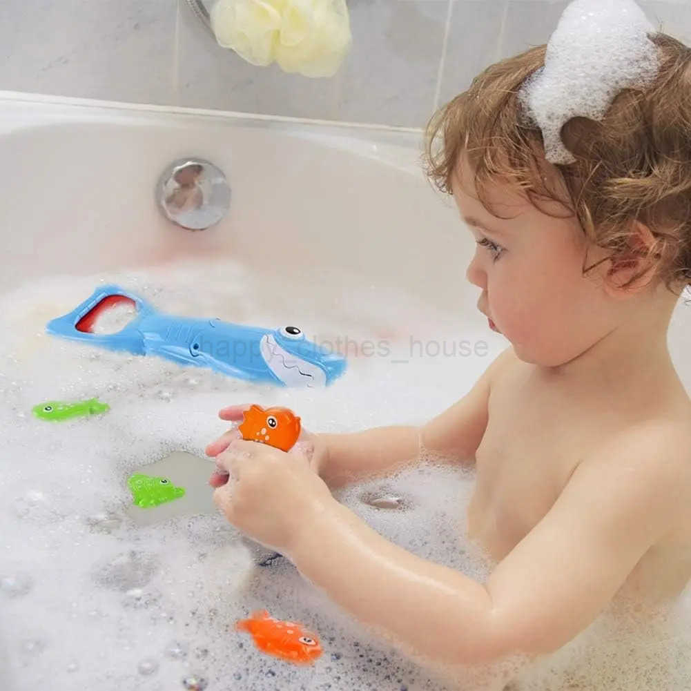 Shark Grabber Bath Toys with Teeth Biting Action Include 4 Toy Fish Swim Toys Pool Bathtub for Kids Boys Girls ToddlersgiftXJ241207