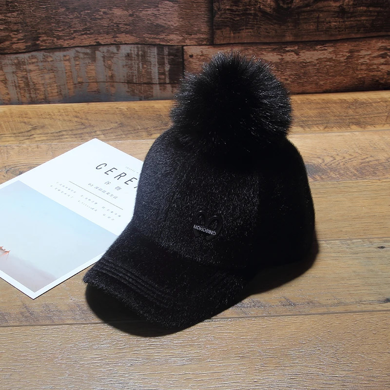 Doit Korean childrens hip-hop baseball cap wool fur serve childrens winter cap boys and girls solid snap cap parents childrens cap 241206