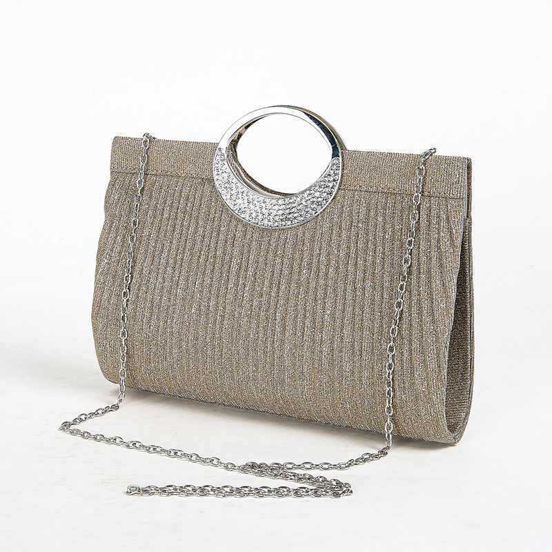 Clutch Bag New Diamond Inlaid High-end Shiny Bracelet Cocktail Dress Bag with Pleats Single Shoulder Crossbody Handbag Princess Banquet Bag 240920