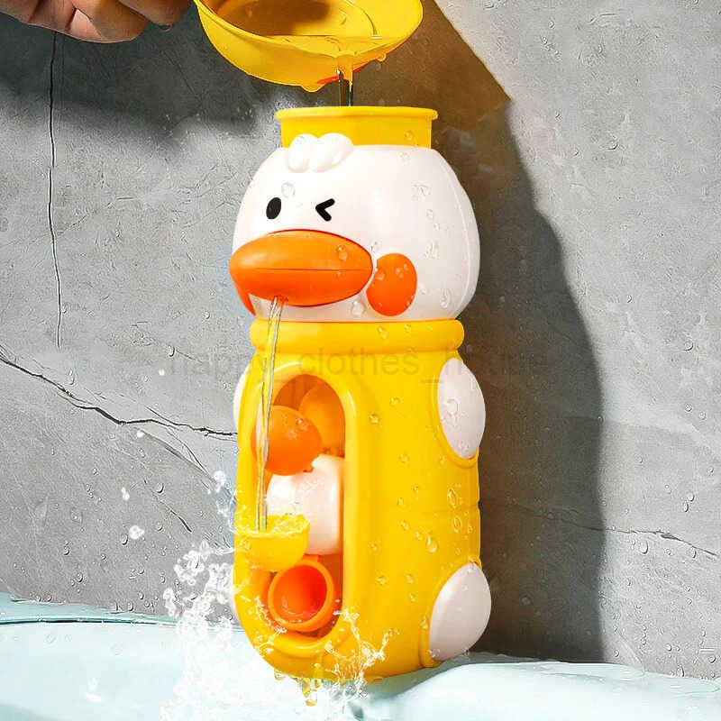 Bath Bathtub Toys for Toddlers Duck Rotatable Waterwheel Bathroom Strong Suckers Water Scoop Fun Bath Toys Kids GiftsXJ241207