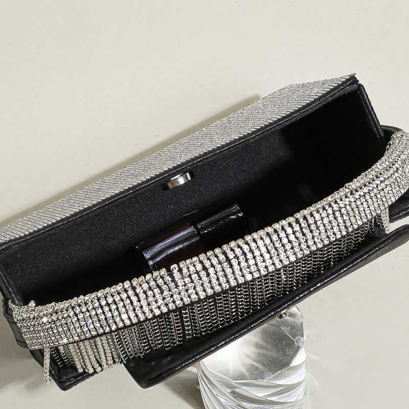 Clutch Bag New High-end Rhinestone Tassel Carrying Square Bag For Cocktail Parties And Evening Women Tote Bag 240920