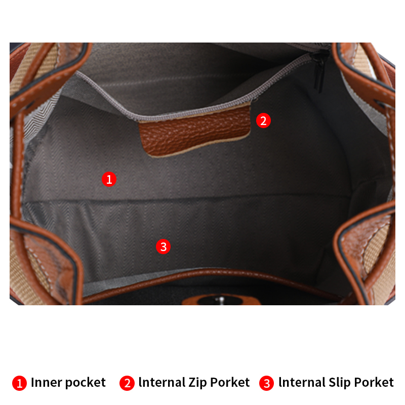New plaid canvas fashionable women's handbag high-value designer leather bucket single shoulder crossbody bag 250324