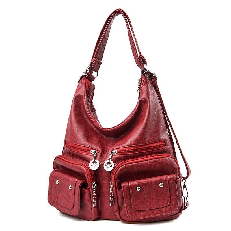 Women's with multiple pockets, 2021 new PU mom bag, hand-held single shoulder diagonal cross bag