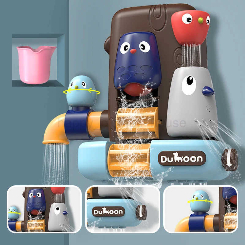 Cute Bath Toy for Baby Bathroom Pipeline Water Spray Shower Game Bird Mushroom Swimming Bathtub Bathing Gift for NewbornXJ241207