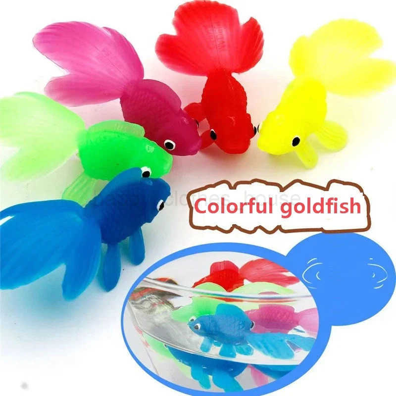1PC Colorful Simulation Goldfish Model Soft Rubber Baby Bath Toys Kids Toys Gift Fun Water Play Swimming Beach Toy For ChildrenXJ241207