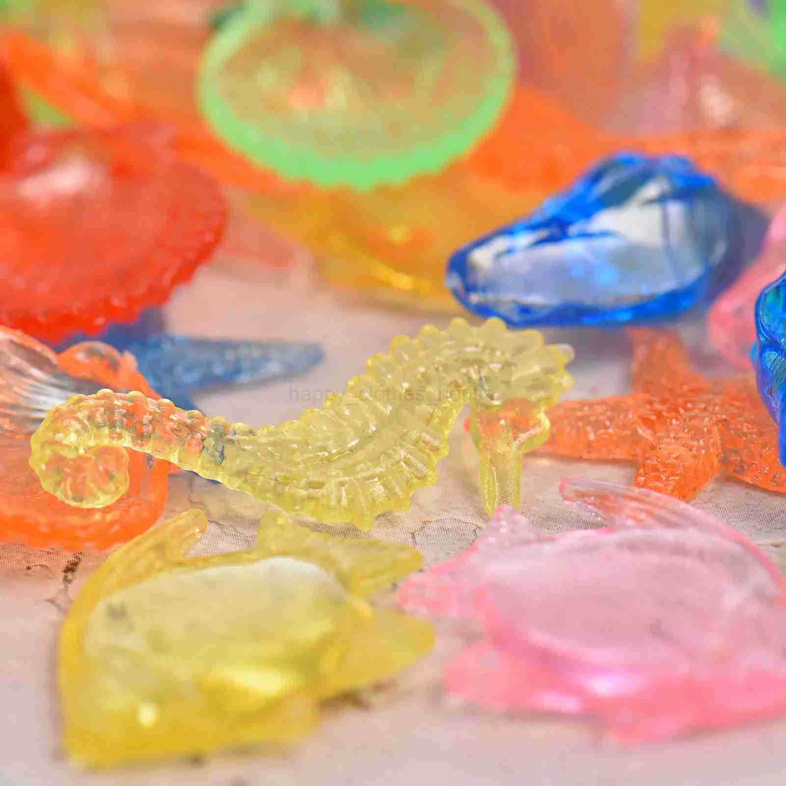 Clear Acrylic Gems 100Pcs Colorful Sea Animals Set Pool Decor Summer Swimming Diving Toys Children Jewels Crystal Explore ToysXJ241207