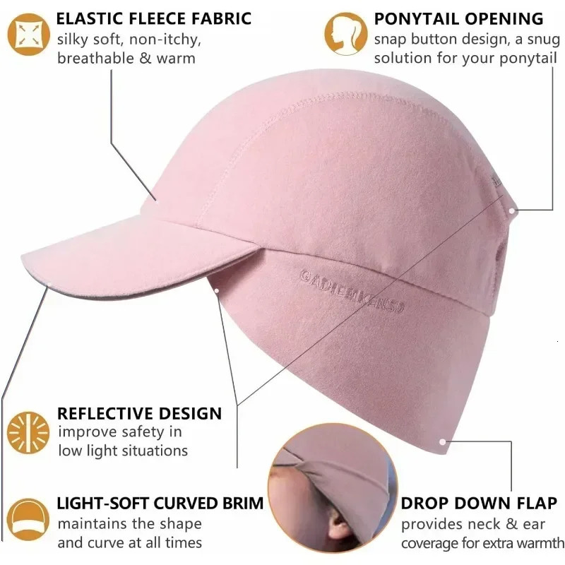 Gadiemkensd womens winter reflective wool ponytail hat with drooping ears for warmth baseball cap golf cap M24 241206