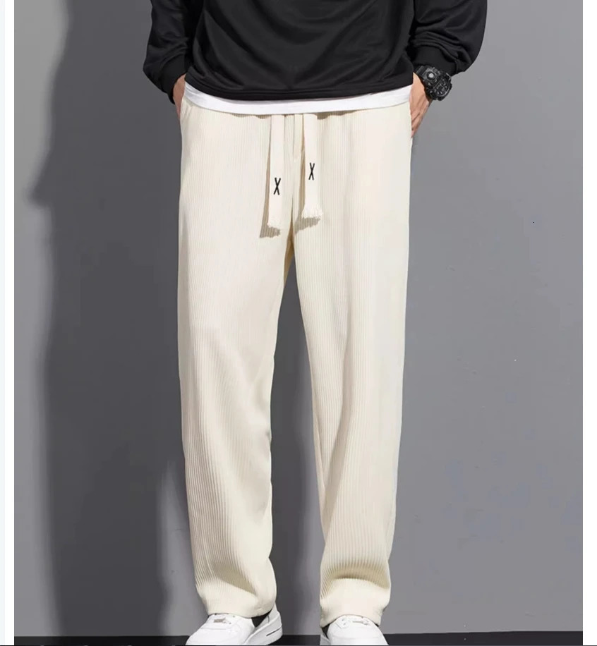 Spring and Autumn Fashion Pants Mens Loose Straight Leg Casual Trend 241206