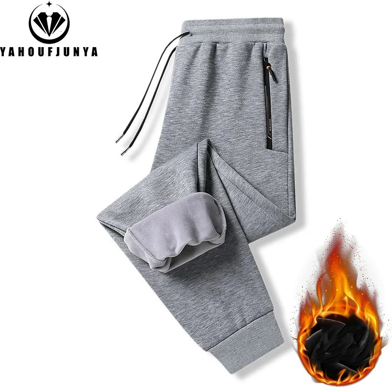 8XL Mens Winter Warm Thick Sports Pants Casual Wool Fashion Outdoor Jogger Trouser 241206