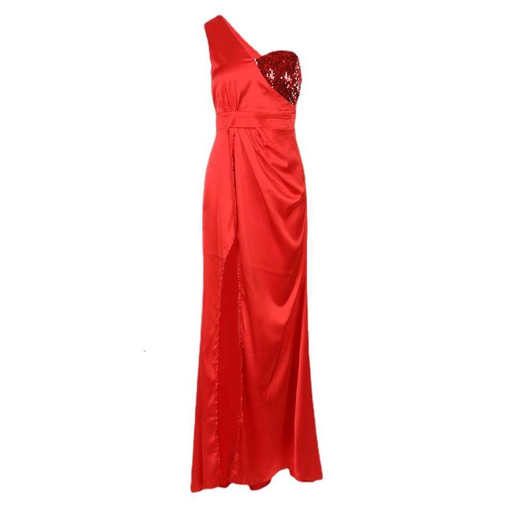 Autumn Spring and Summer Knee Over Elegant Red High Collar V-neck Adult Official Picture Chinese Evening Dress 2024 New Casual Versatile Fashion Cloth