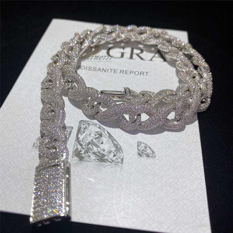 Full Iced Out Classic Box Clasp Moissanite Cuban Link Chain Fine Hip Hop Men Jewelry S925 Cuban Necklace Bling Diamond Chain