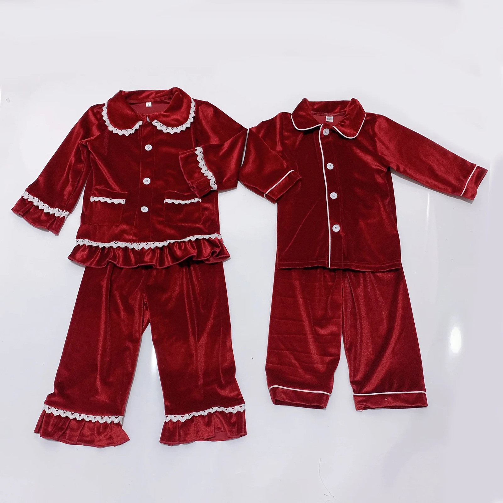 christmas pyjamas for family red velvet girls outfits 0-12 years matching baby kids women sleepwear childrens pajamas sets 241206