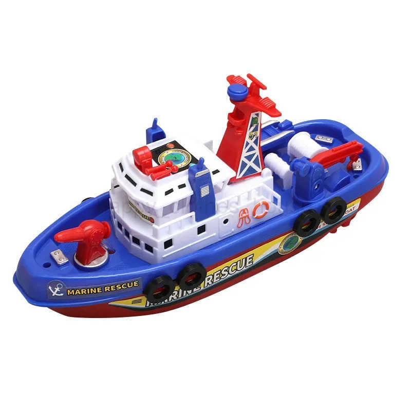 Pool Bath Toys For Kids Music LED Light Electric Marine Rescue Fire Fighting Boat Classic Children Spray Water Toys SummerXJ241207