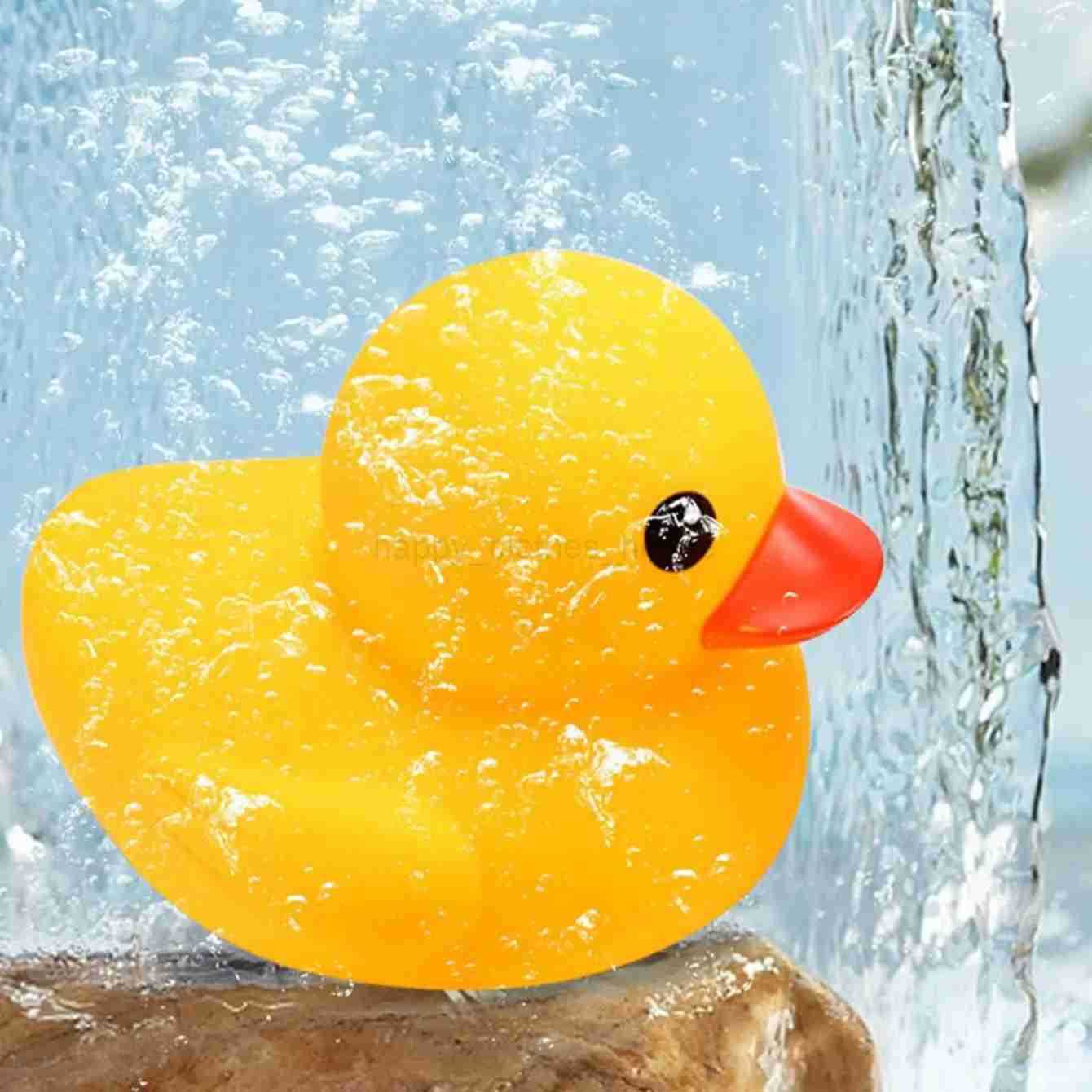 5Pcs Cute Duck Swimming Water Toys For Children Soft Rubber Float Squeeze Sound Squeaky Bathing Toy For Baby Bath ToysXJ241207
