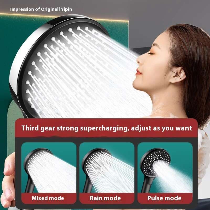 Large panel pressurized electroplated with three levels of showerhead, super strong emed sun drying head, water heater shower set