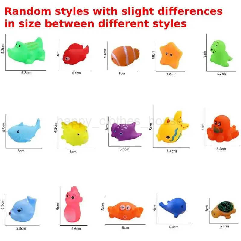 10pcs Preschool Bath Toys Rubber Sea Animals Toy Squeaky Bathtub Toys Baby Pool Floating Toy for Toddler Kids Par DecorationXJ241207