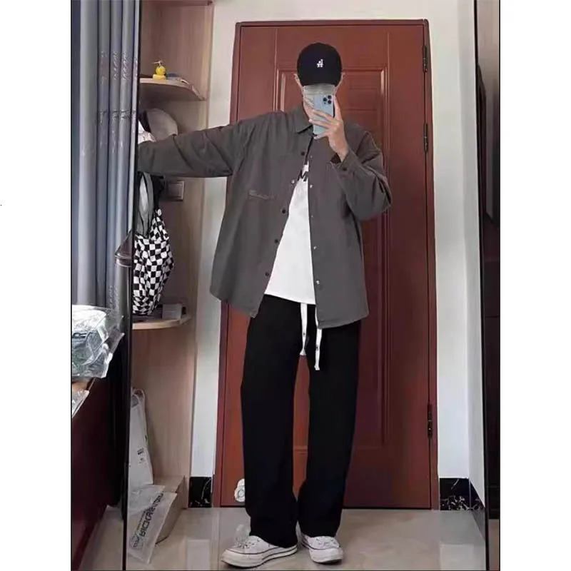 Spring and Autumn Fashion Pants Mens Loose Straight Leg Casual Trend 241206