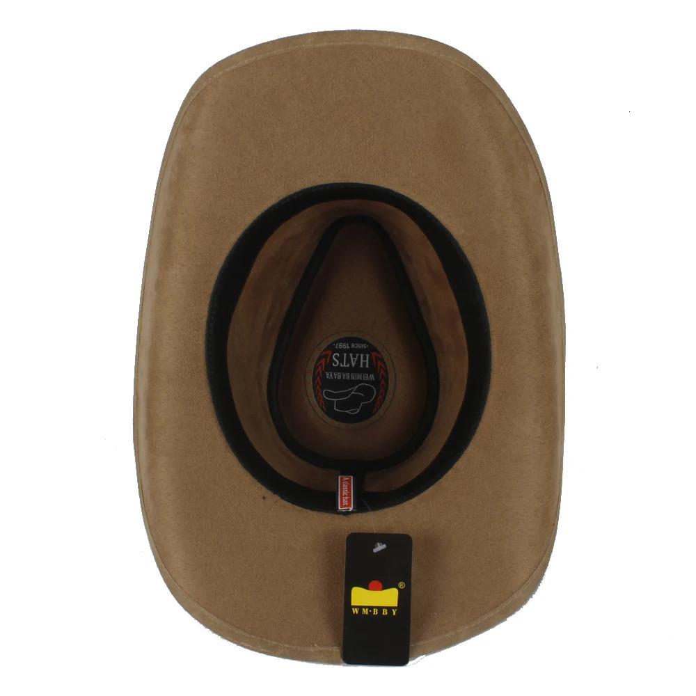 100% Leather Mens Western Cowboy Hat Mens Dad Sombrero Hombre Hat Size 58-59CM Direct 241206
