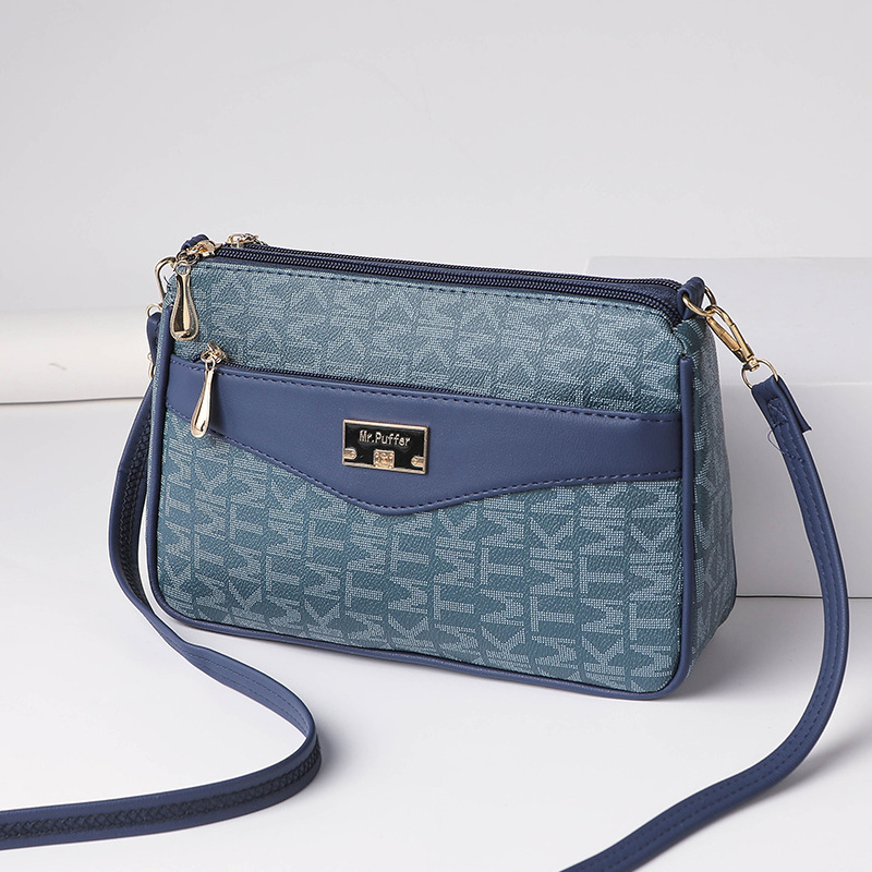 Fashion Letter Large Capacity Women's Square Designer Handbag PU Leather Shoulder Bag 4-layer Zipper Women's Cross Handbag