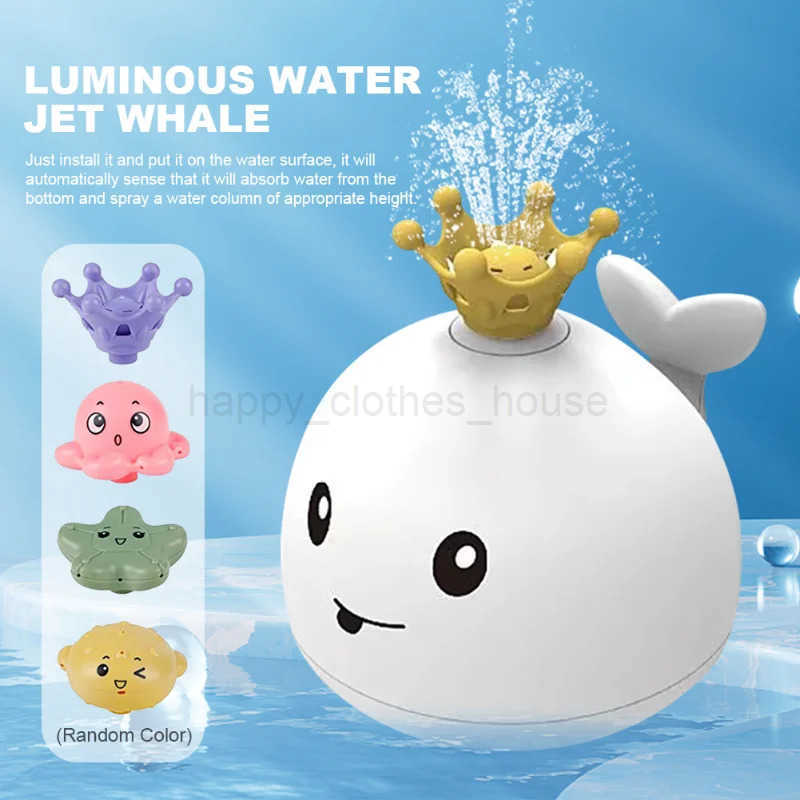 Baby Bath Toys Whale Electric Inductive Water Spray Ball with Light Bathroom Bathtub Swimming Toys for Toddler Infant ChildrenXJ241207