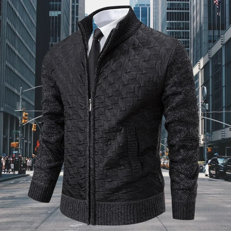 Intelligent leisure knitted cardigan mens 2024 autumn and winter business ultrathin sweater jacket 241206