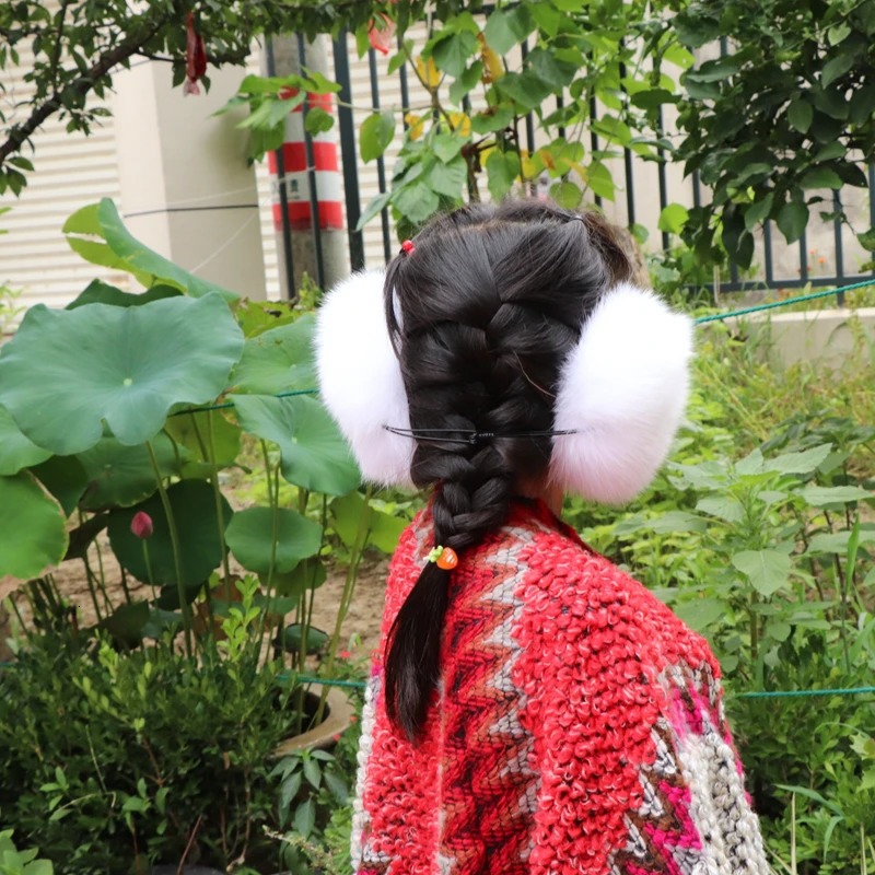 1 Real Fox Fur Soft Plush Earrings Warm Winter Accessories Warm Ear Muffler Childrens Earrings Mens Fashion Earrings 241205
