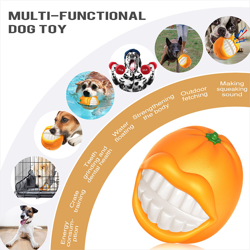 Wholesale new exploding vocal orange vocal teething ball dog toothbrush weird barking dog toys