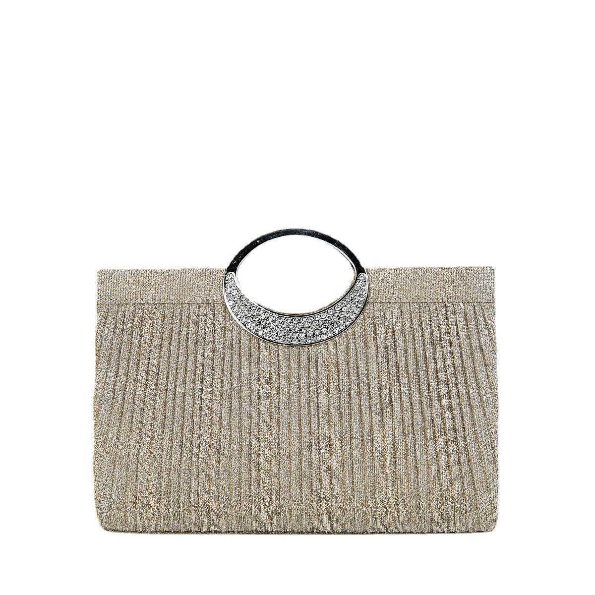 Clutch Bag New Diamond Inlaid High-end Shiny Bracelet Cocktail Dress Bag with Pleats Single Shoulder Crossbody Handbag Princess Banquet Bag 240920