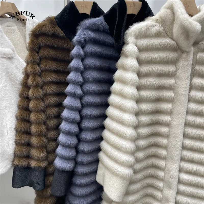 Womens thick brown faux fur womens coat long coat fashionable and warm long trench coat winter fluffy plush coat 241202