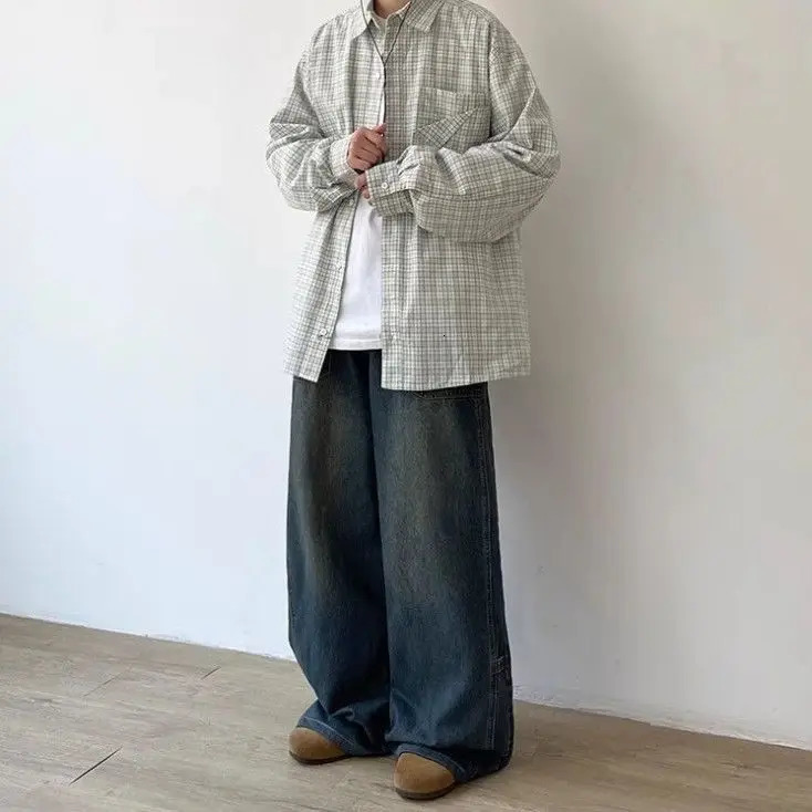 Summer American Street Mens and Womens Fashion Retro Straight Loose Jeans Couple Wash Wide Leg Casual Pants y2k 241204