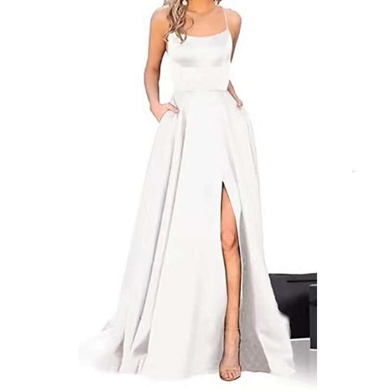European and American long skirt slimming off shoulders, fashionable bridesmaid group evening dress 2024 new casual versatile fashion clothing