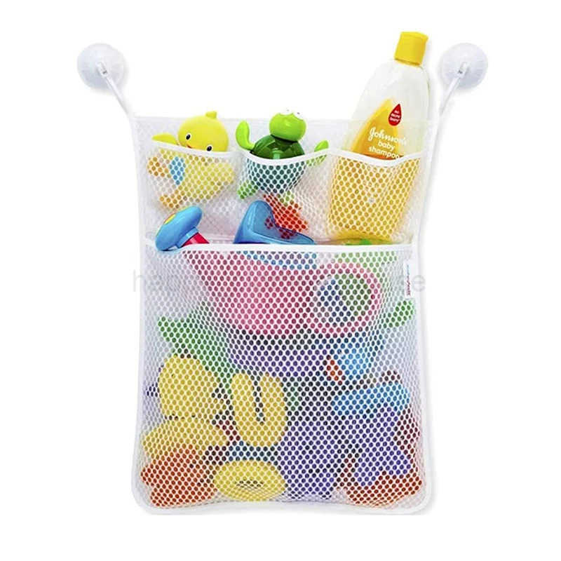 Baby Shower Bath Toys White Baby Kids Toy Storage Mesh with Strong Suction Cups Toy Bag Net Bathroom Organizer for Kids ToddlersXJ241207