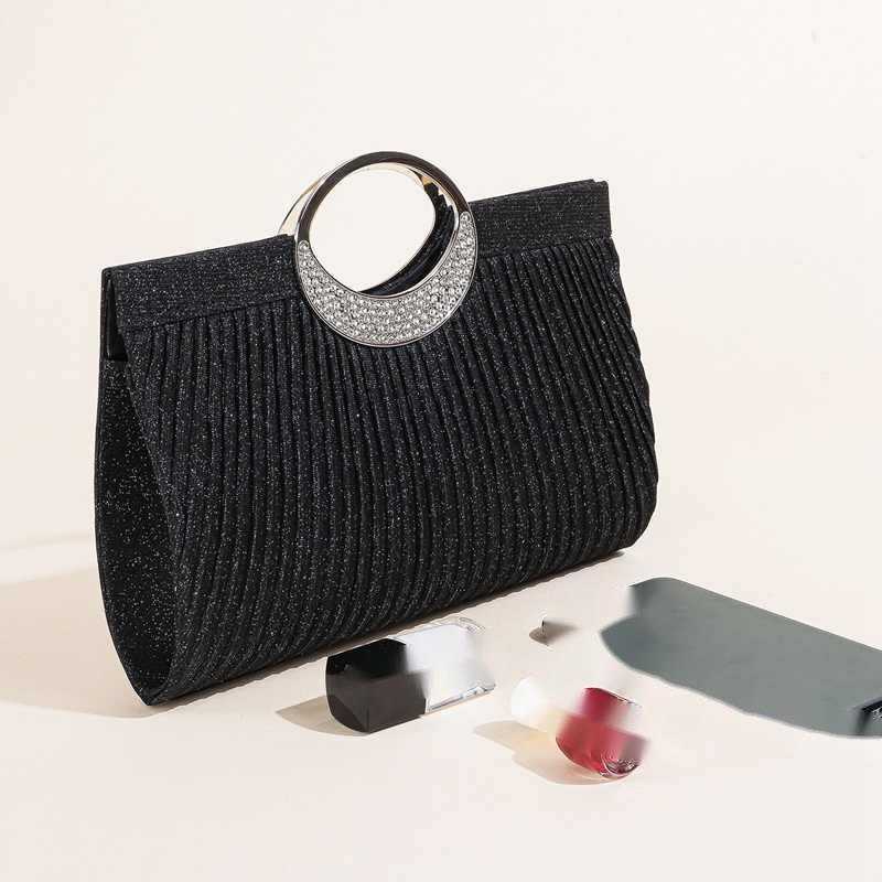 Clutch Bag New Diamond Inlaid High-end Shiny Bracelet Cocktail Dress Bag with Pleats Single Shoulder Crossbody Handbag Princess Banquet Bag 240920