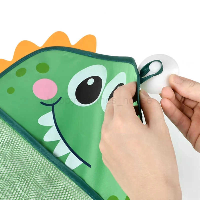 Baby Bath Toy Storage Bag Suction Cup Fixed Design Cute Dinosaur Frog Animal Shape Childrens Bathroom Grid Storage BagsXJ241207