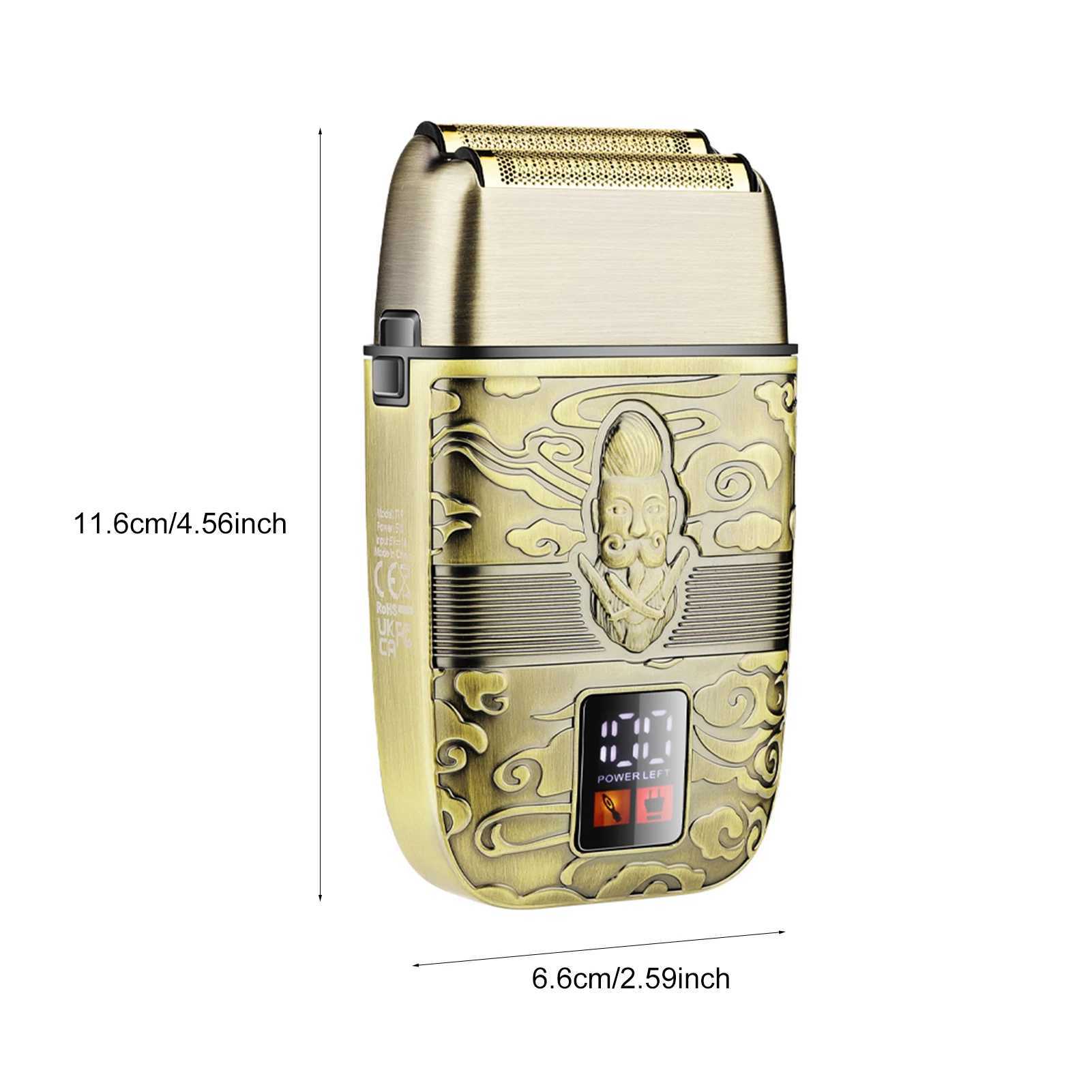 Mens Full Metal Razor Dual Mesh Reciprocating Razor High Speed Beard Razor Balders LCD Dual Reciprocating Heads 8800rpmXJ241207