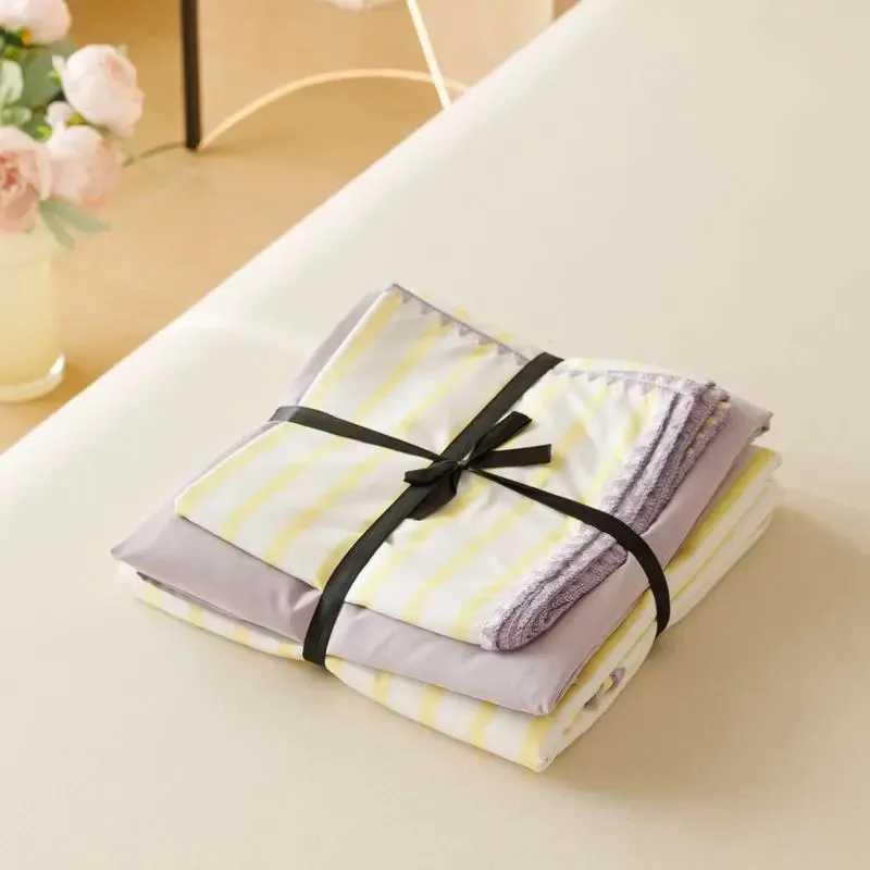 Ins Nordic Duvet Cover Set Quilt Set Korean Style Striped Bed Sheet Set For Girls Bedding Set For BedroomC250122