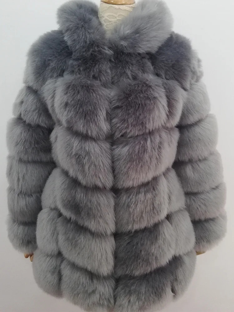 Womens Winter Artificial Fox Fur Coat Long Sleeve Artificial Fur Coat 241202