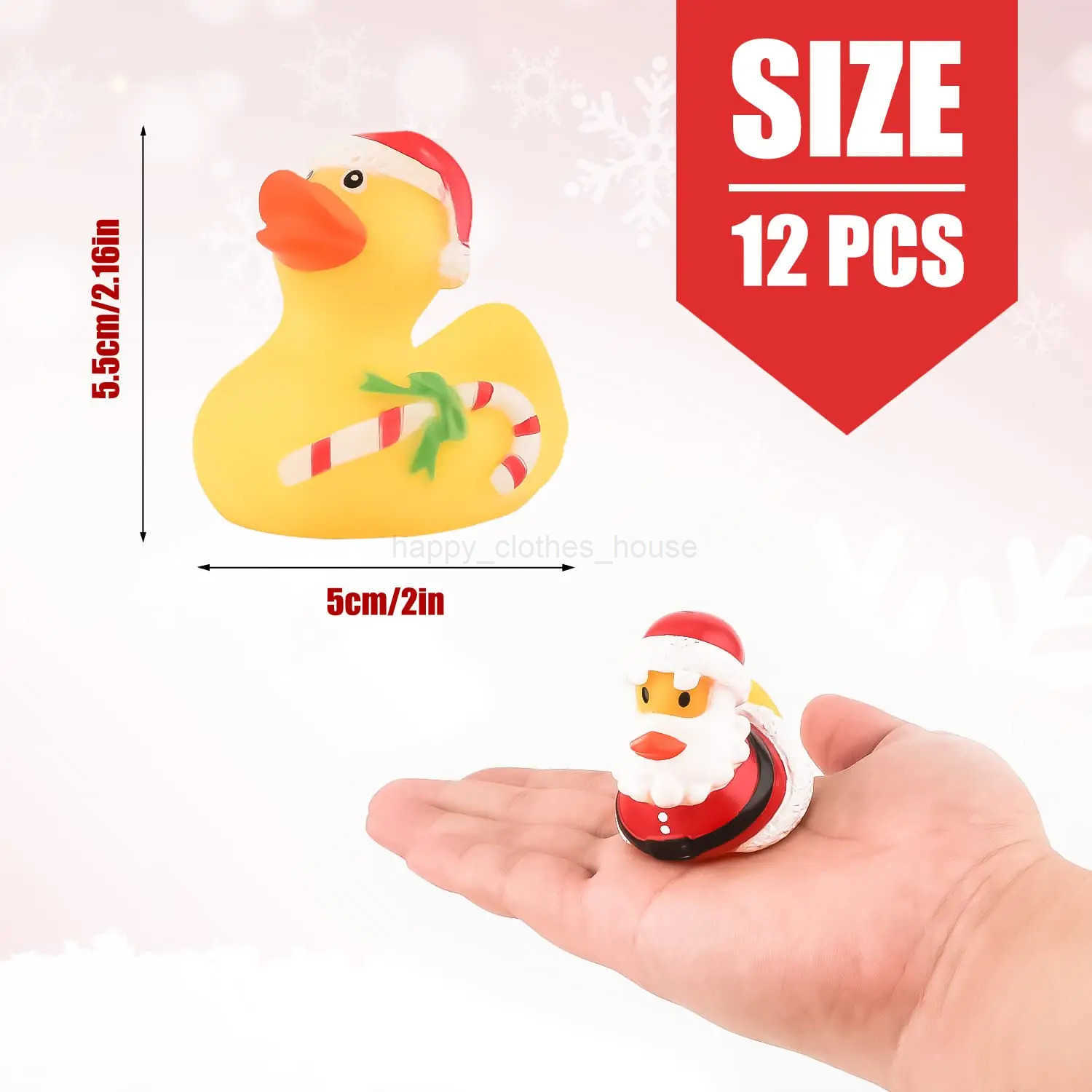 2/6/12PC Christmas Rubber Ducks Rubber Ducky Toys Cute Holiday Rubber Ducks Ducking for Holiday Celebrations ParXJ241207