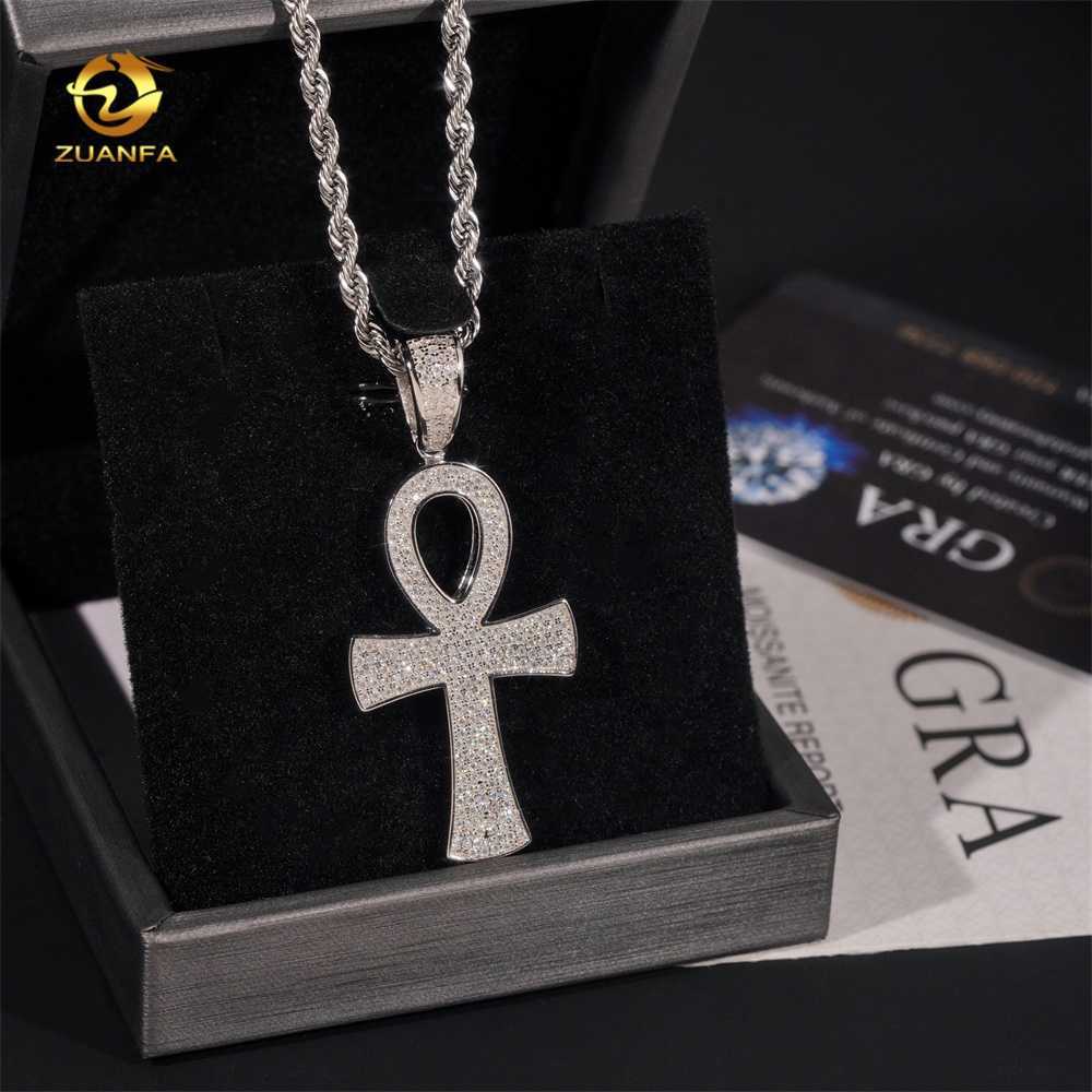 Silver 925 fine jewelry custom vvs moissanite hip hop iced out jewelry necklace cross pendant