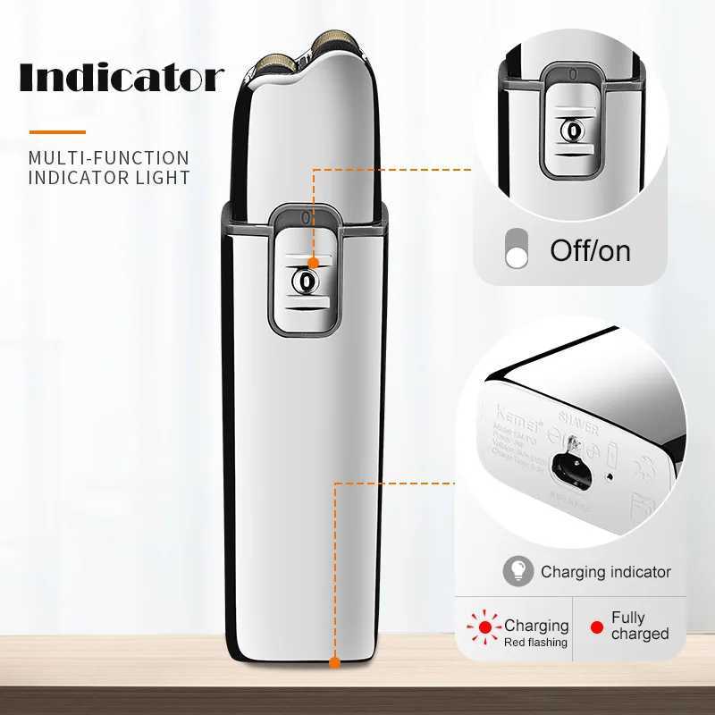 Kemei All-metal Electric Shaver Rechargeable Beard Shaver Men Electric Razor Floating Hair Trimmer Face Care Shaving MachineXJ241207