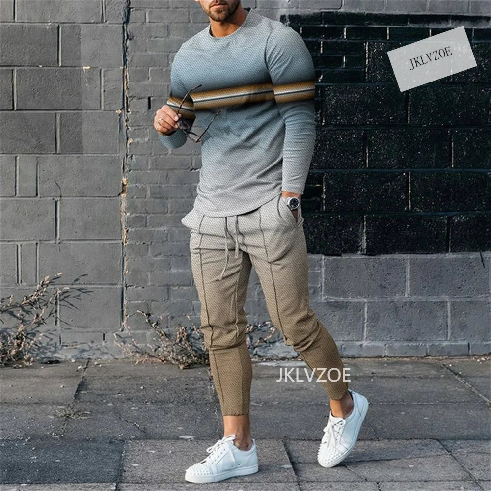 Fashion mens two-piece sportswear 3D printed clothing O-neck 2-piece set casual loose street er 241205