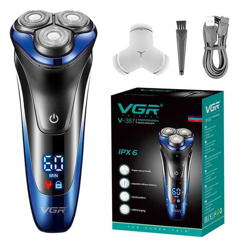 VGR Wet Dry Electric Shaver For Men Rotary Beard Electric Razor Shaving Machine Grooming Kit Rechargeable LCD DisplayXJ241207