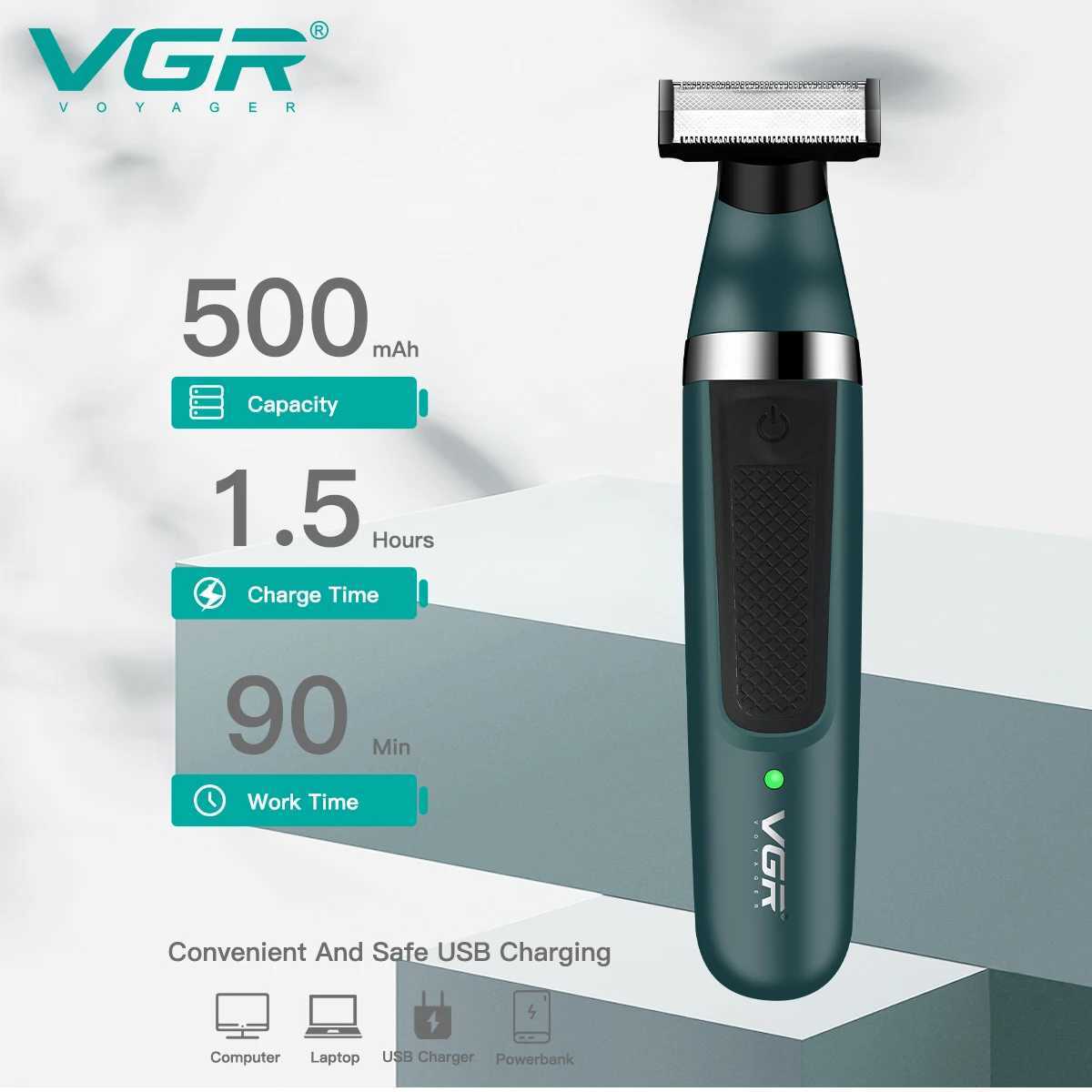 VGR Electric Shaver Professional Shaving Machine Waterproof Razor 2 in 1 Hair Shaver Beard Trimmer Portable Shaver for Men V-393XJ241207