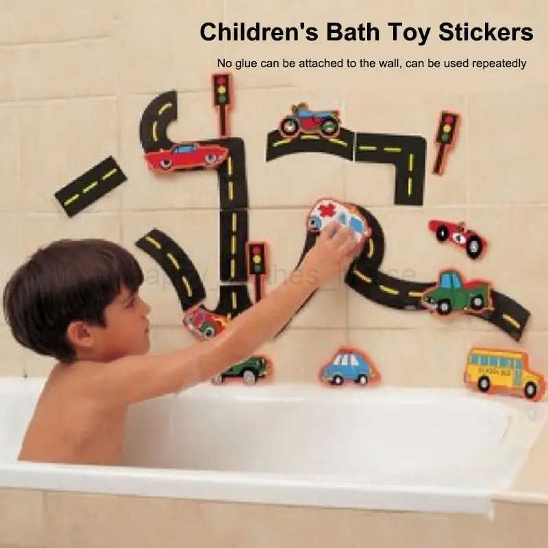 23 Pieces Bath Water Toy Sticky Wall Ci Traffic Car Road Rail Puzzle Vinyl 0-3Y 3-6Y 6-12Y 12+y 14+Y Bath FeaturesXJ241207