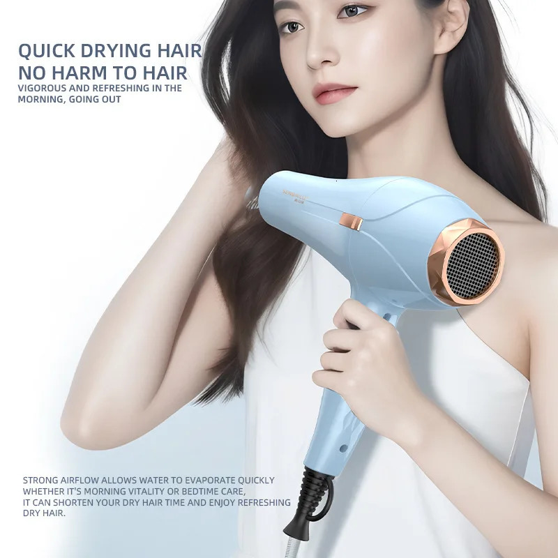 Quick Drying Hair Dryer USUKEU Plug Household Blue Light Cold and Air 110V220V Hammer Hair Dryer 241206