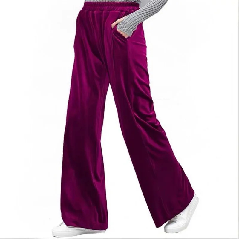 Winter Velvet Mens Korean Fashion Womens Autunm High Waist Street Clothing Casual Velvet Pants Large Black Spodnie Damskie 241202