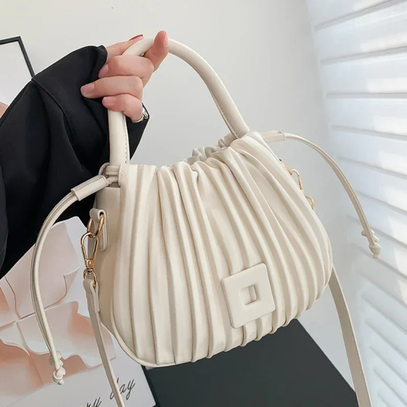 Fashion womens cross shaped bag retro shoulder bag womens handbag casual PU leather bucket bag 241205