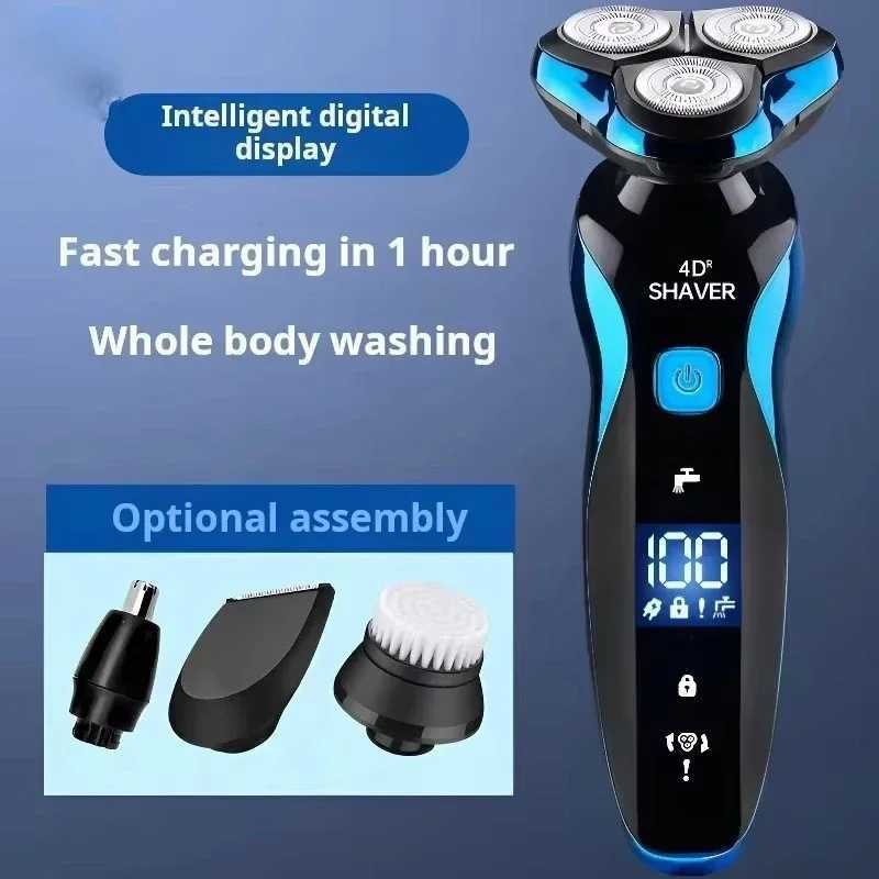 NEW 4-in-1 New Electric Multi-kinetic Shaver Digital Display Fast Charge Full Body Wash RazorXJ241207